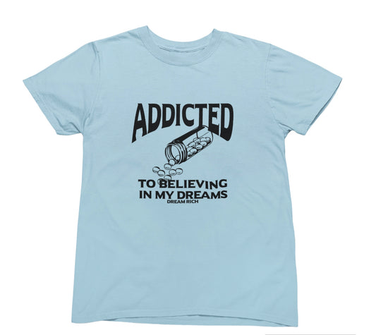 " ADDICTED " TEE ( CAROLINA BLUE )